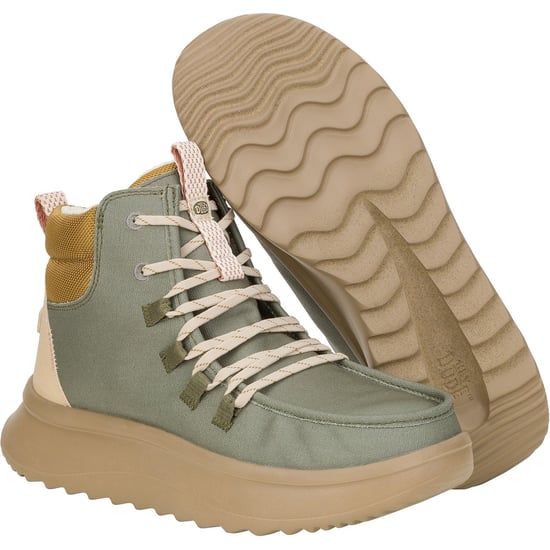 HEYDUDE Wendy Peak Apres PU Coated Canvas Women's Olive Boots - Image 3