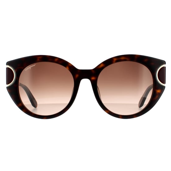 Gafas de sol de mujer estilo cat eye de tortuga marrón con degradado de Salvatore Ferragamo - Image 1