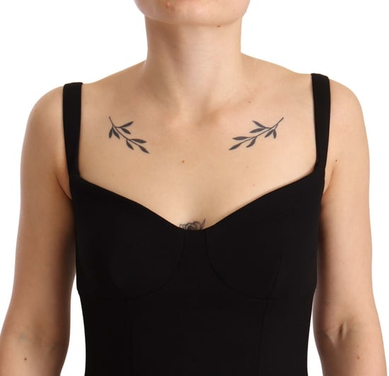 Vestido de corte ajustado y acampanado de lana elástica negro para mujer de Dolce & Gabbana - Image 4