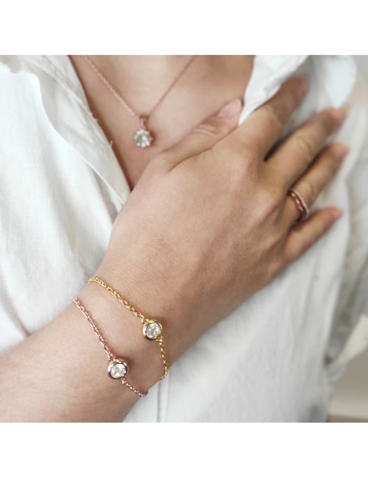 Pulseras con piedras de nacimiento: oro, oro rosa y cristal - Image 2