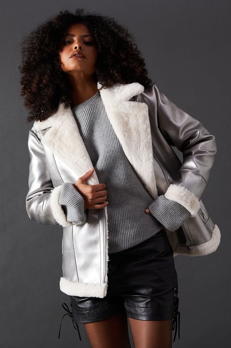 Metallic Aviator Jacket