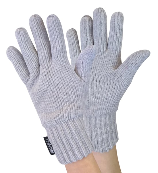 Juego de gorro y guantes de Thinsulate para mujer | THMO | Gorro y guantes de chenilla acanalada para mujer - Gris - Image 2