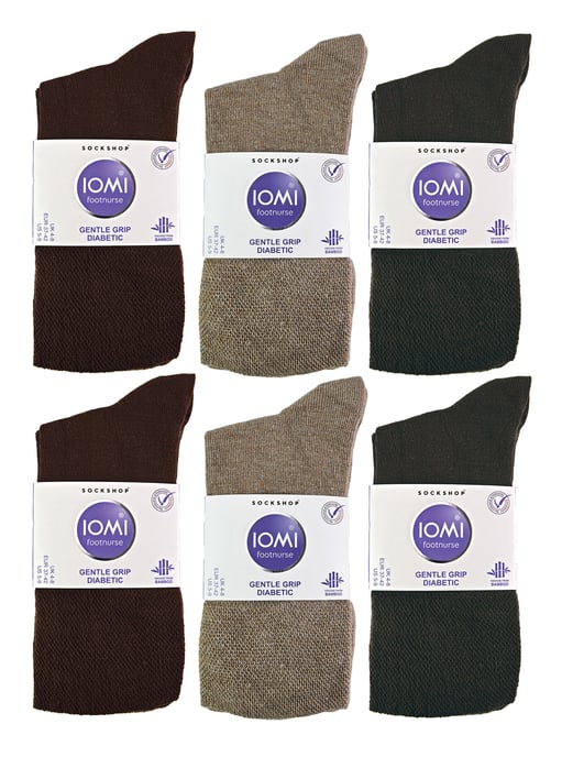 IOMI - 12 Pair Multipack Ladies Diabetic Bamboo Socks | Womens Extra Wide Seamless Socks with Non Elastic Gentle Grip Top - Dark Brown - Image 2