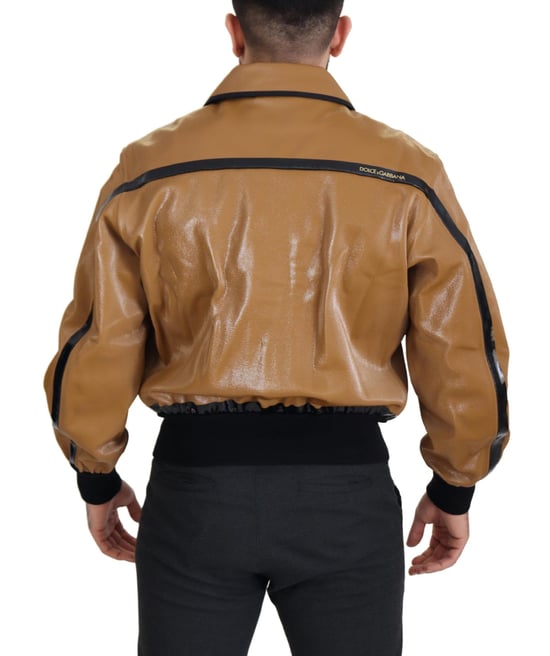 Chaqueta Blouson de Algodón Oscuro Camel de Dolce & Gabbana para Hombre con Cierre Completo - Image 3