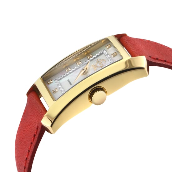GV2 Luino Diamond White MOP Dial para mujer, reloj rojo de cuero italiano genuino - Image 4