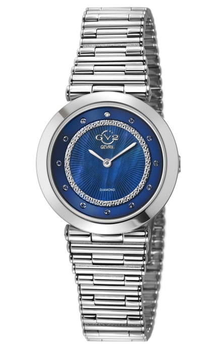 Reloj de mujer Burano Quartz suizo con esfera de MOP, pulsera de acero inoxidable y diamantes. - Image 1