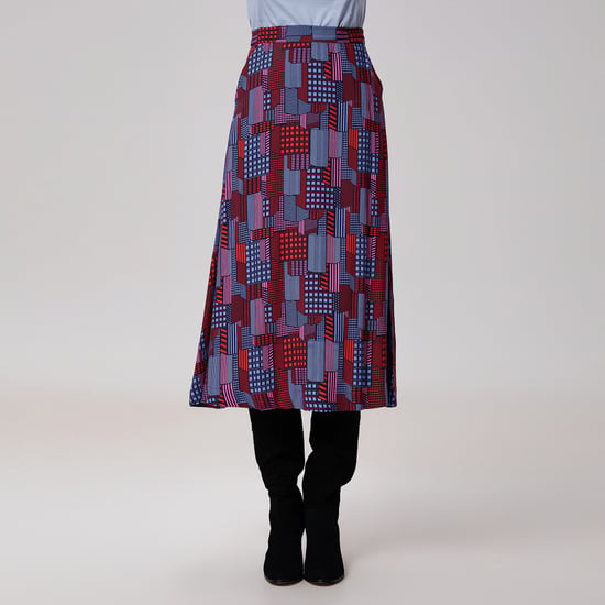 Graphic Print Trapeze Midi Skirt - Image 2
