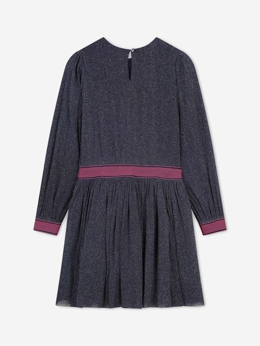 Billieblush Girls Glitter Mesh Dress in Navy