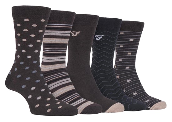 Farah - Paquete de 5 calcetines de algodón para hombre, finos, transpirables y con diseño de lunares - FCS273BRNGRY (Lunares) - Image 1