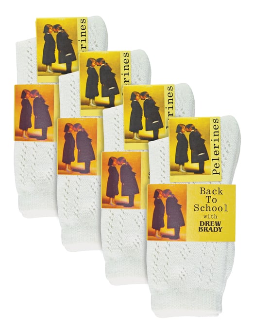 12 Pares Multipack Niñas Pelerine Tobillera Calcetines de Algodón - Blanco - Image 2