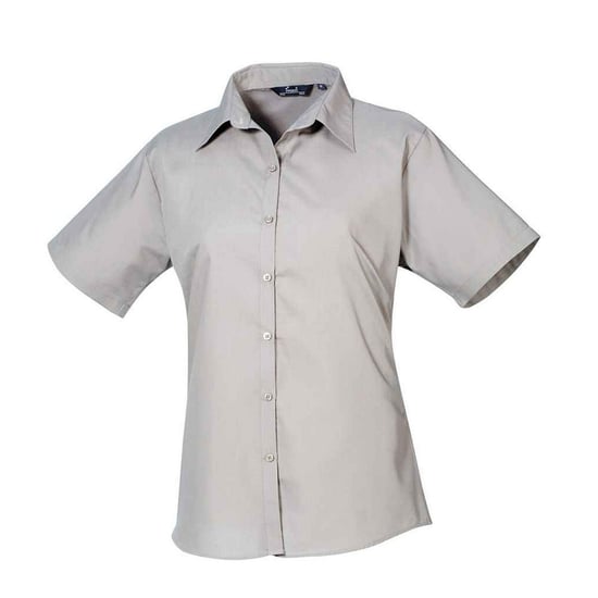Premier Womens/Ladies Poplin Short-Sleeved Blouse (Silver) - Image 1