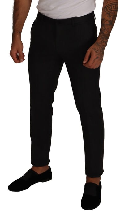 Pantalones formales de lana gris con estampado a cuadros para hombre de Dolce & Gabbana - Image 3