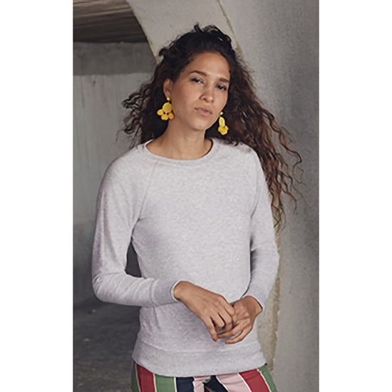Fruit OF The Loom Ladies Fitted Lightweight Raglan Sweatshirt (240 GSM) (Heather Grey) - Image 3