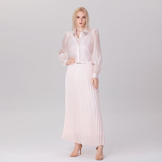 Organza Pleats Midi Skirt - Image 3