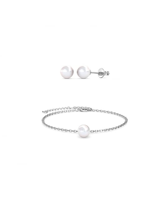 Conjunto de perlas de cristal de luna llena - Plata y cristal - Image 1