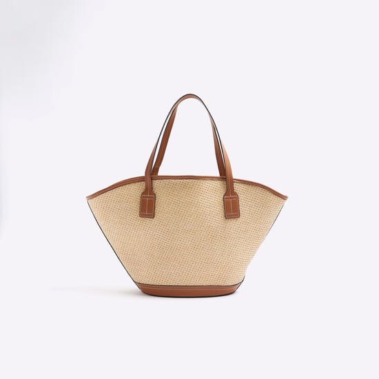 River Island Womens Tote Bag Brown Raffia Lace Up