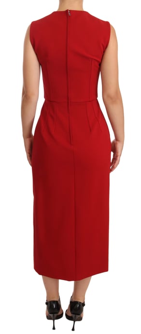 Vestido midi sin mangas stretch rojo de escote corazón para mujer de Dolce & Gabbana - Image 3