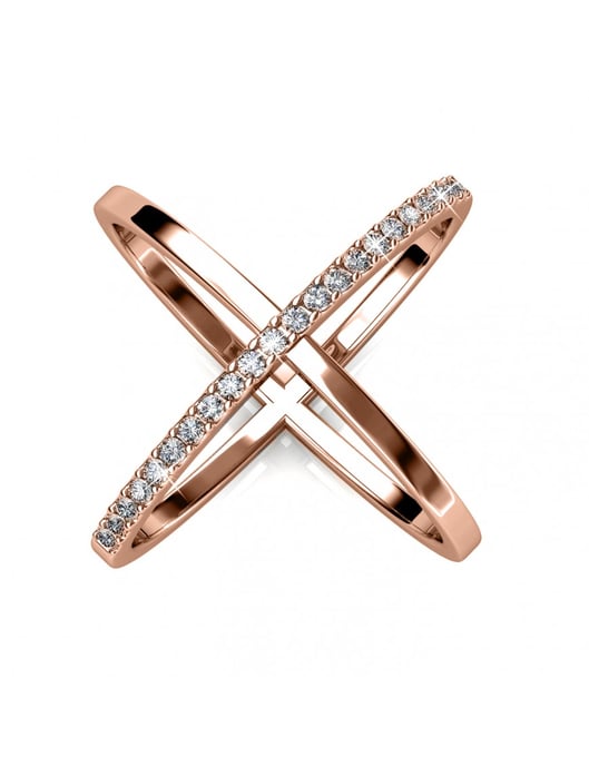 Anillo X Duo - Oro rosa y cristal - Image 1