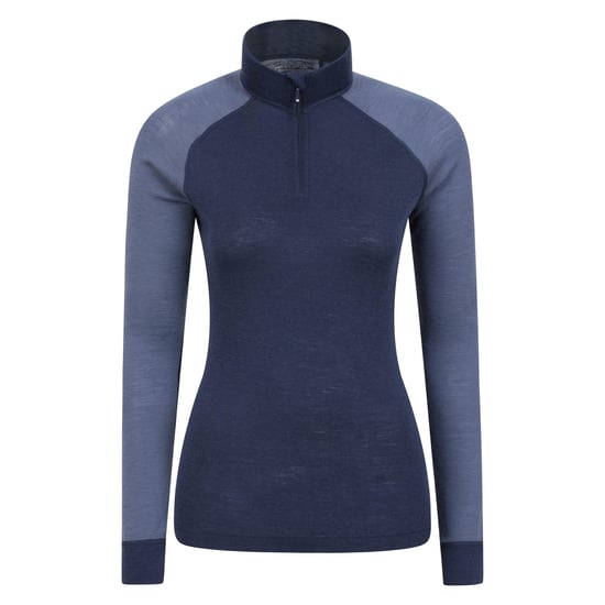 Mountain Warehouse Womens/Ladies Merino Wool Zip Neck Thermal Top (Navy) - Image 1
