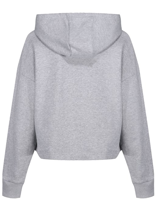 Luke 1977 Womens Cobra Cropped Workout Hoodie in Light Grey