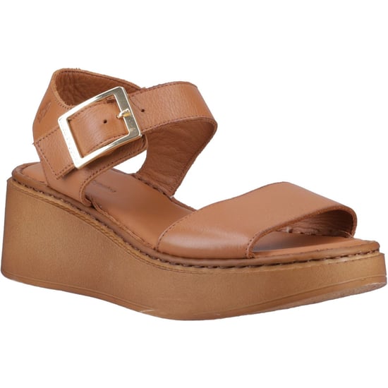 Hush Puppies Beatrix Wedge Leather Women's Tan Sandals - Image 1