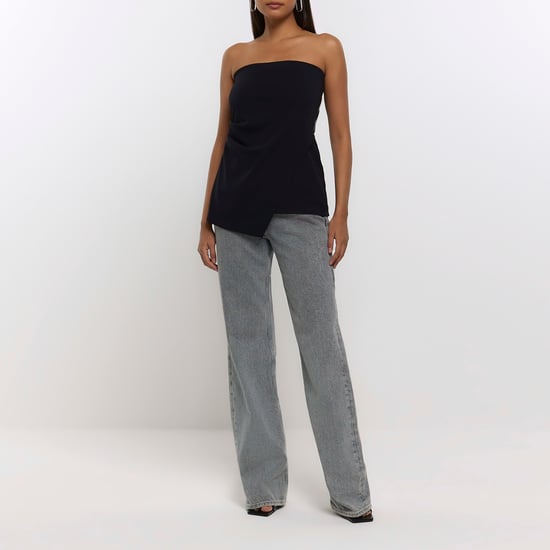 River Island Women Asymmetric Top Black Bandeau