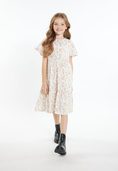 Dreimaster Dress wool white flower - Image 5