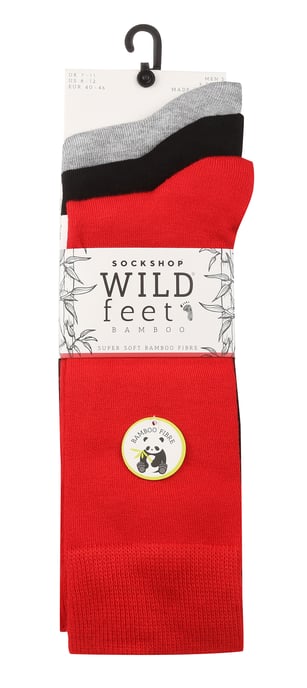 Wild Feet - Paquete de 3 calcetines de bambú transpirables de colores lisos para hombre - Image 2