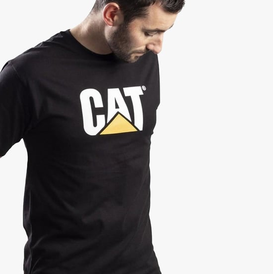 CAT TRADEMARK LOGO Mens Cotton T-Shirt Black - Image 2