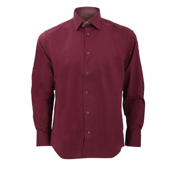 Russell Collection Mens Long Sleeve Easy Care Fitted Shirt (Port) - Image 1