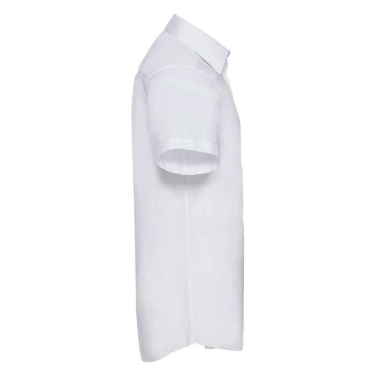 Russell Collection Mens Oxford Tailored Short-Sleeved Shirt (White) - Image 3