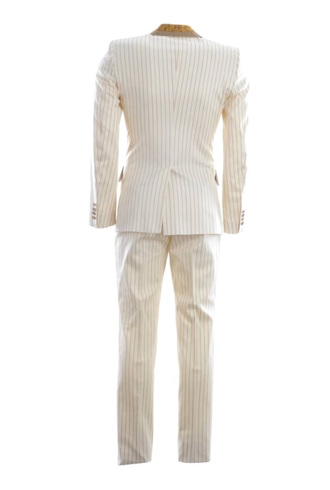 Traje a rayas con solapa y bolsillos en dorado para hombre de Dolce & Gabbana - Image 2