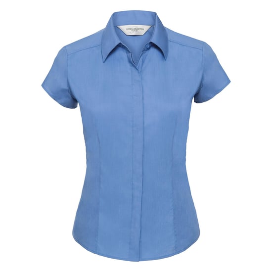 Russell Collection Ladies Cap Sleeve Polycotton Easy Care Fitted Poplin Shirt (Corporate Blue) - Image 1