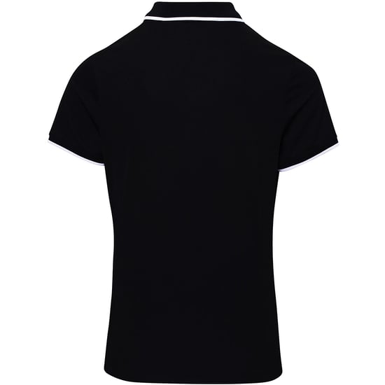 Premier Womens/Ladies Contrast Coolchecker Polo Shirt (Black/White) - Image 2