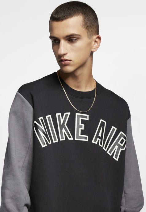 Sudadera negra con cuello redondo y tejido polar Air de Nike - Image 3