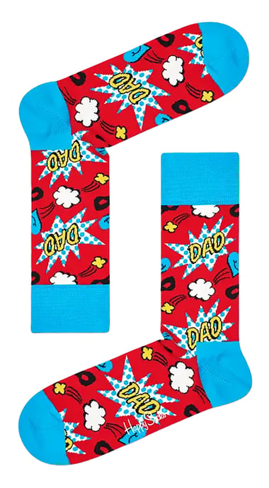 Calcetines para el Día del Padre | Calcetines Happy | Calcetines rojos y azules divertidos con talón y puntera reforzados | Regalo para el Día del Padre - Rojo - Image 2
