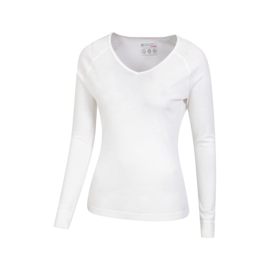 Mountain Warehouse Womens/Ladies Merino Wool V Neck Top (White) - Image 2