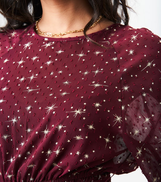 Vestido Mini de Manga Larga con Estampado de Estrellas Negras - Image 2