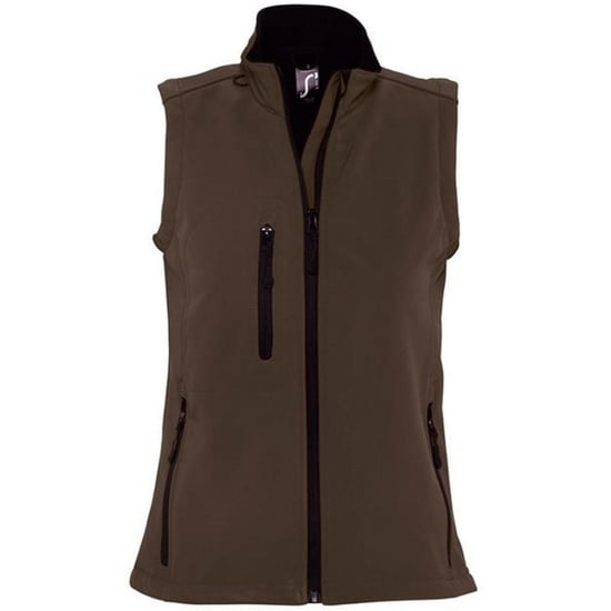 SOLS Womens/Ladies Rallye Soft Shell Bodywarmer Jacket (Dark Chocolate) - Image 1