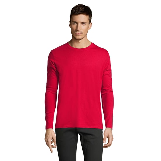 SOLS Mens Imperial Cotton Long-Sleeved T-Shirt (Red) - Image 1