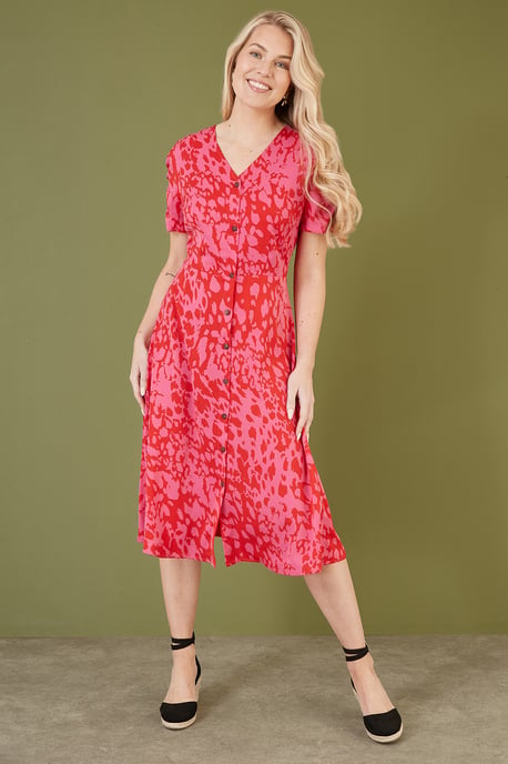 Pink Animal Print Shirt Dress