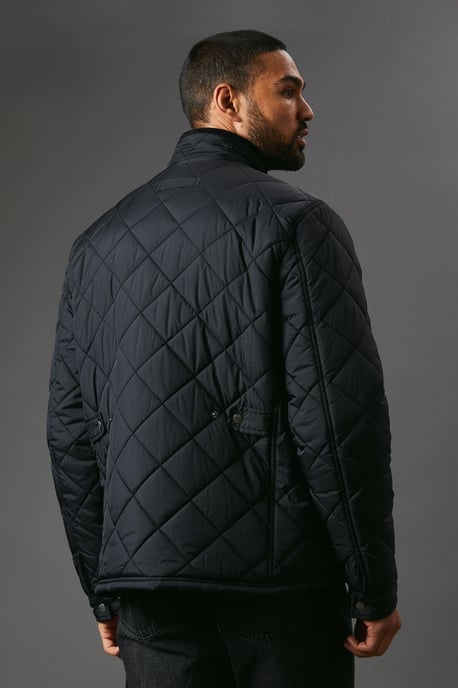 Funnel Neck Four Pocket Quilted Jacket