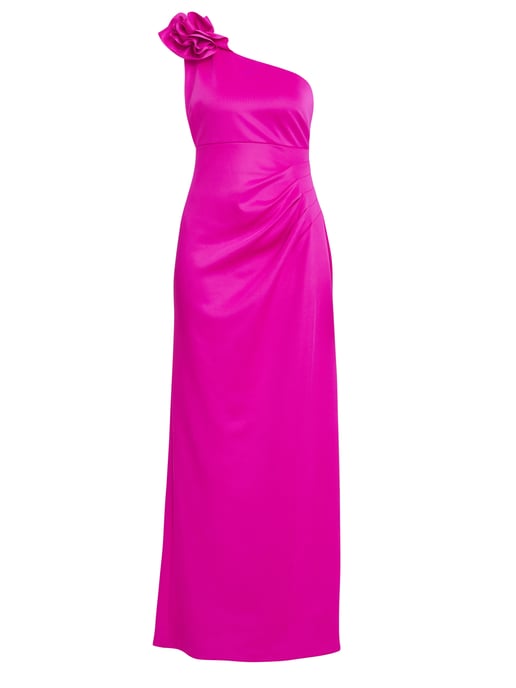 Agatha 3D Flower Detailed One Shoulder Maxi Dress