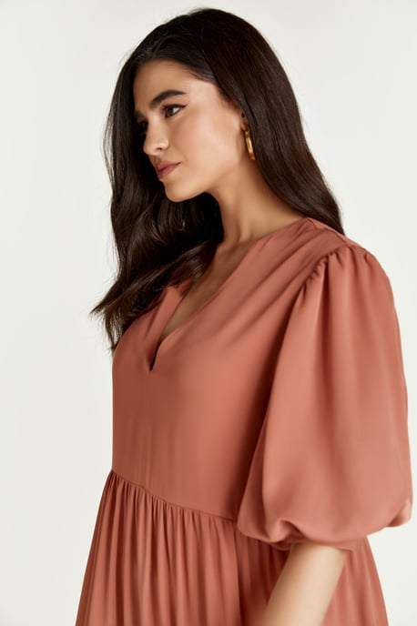 Terracotta V Neck Maxi Dress