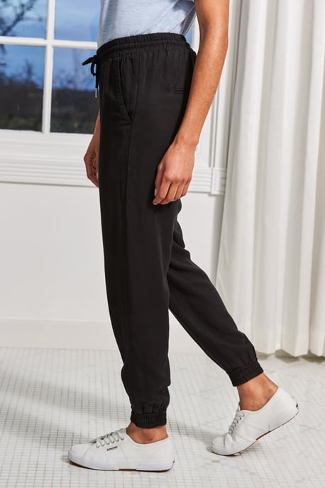Black Luxe Silver Trim Woven Joggers*
