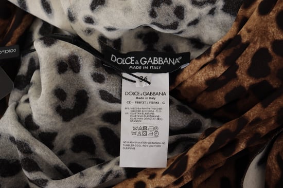 Vestido Maxi Alineado de Viscosa para Mujer con Estampado de Leopardo Marrón de Dolce & Gabbana - Image 6