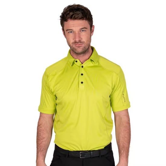 Island Green Mens Topstitched Golf Polo Shirt (Lime) - Image 1