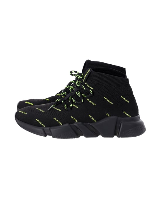 Balenciaga Speed Lace-Up All Over Print Sneakers in Black Polyester - Image 3