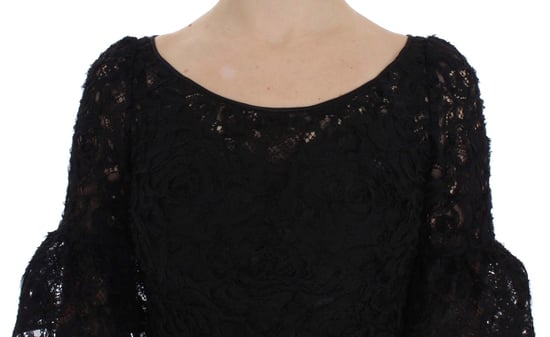 Vestido largo ajustado negro de encaje floral de Dolce & Gabbana - Image 5