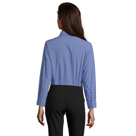SOLS Womens/Ladies Executive Poplin Long-Sleeved Business Blouse (Middle Blue) - Image 2